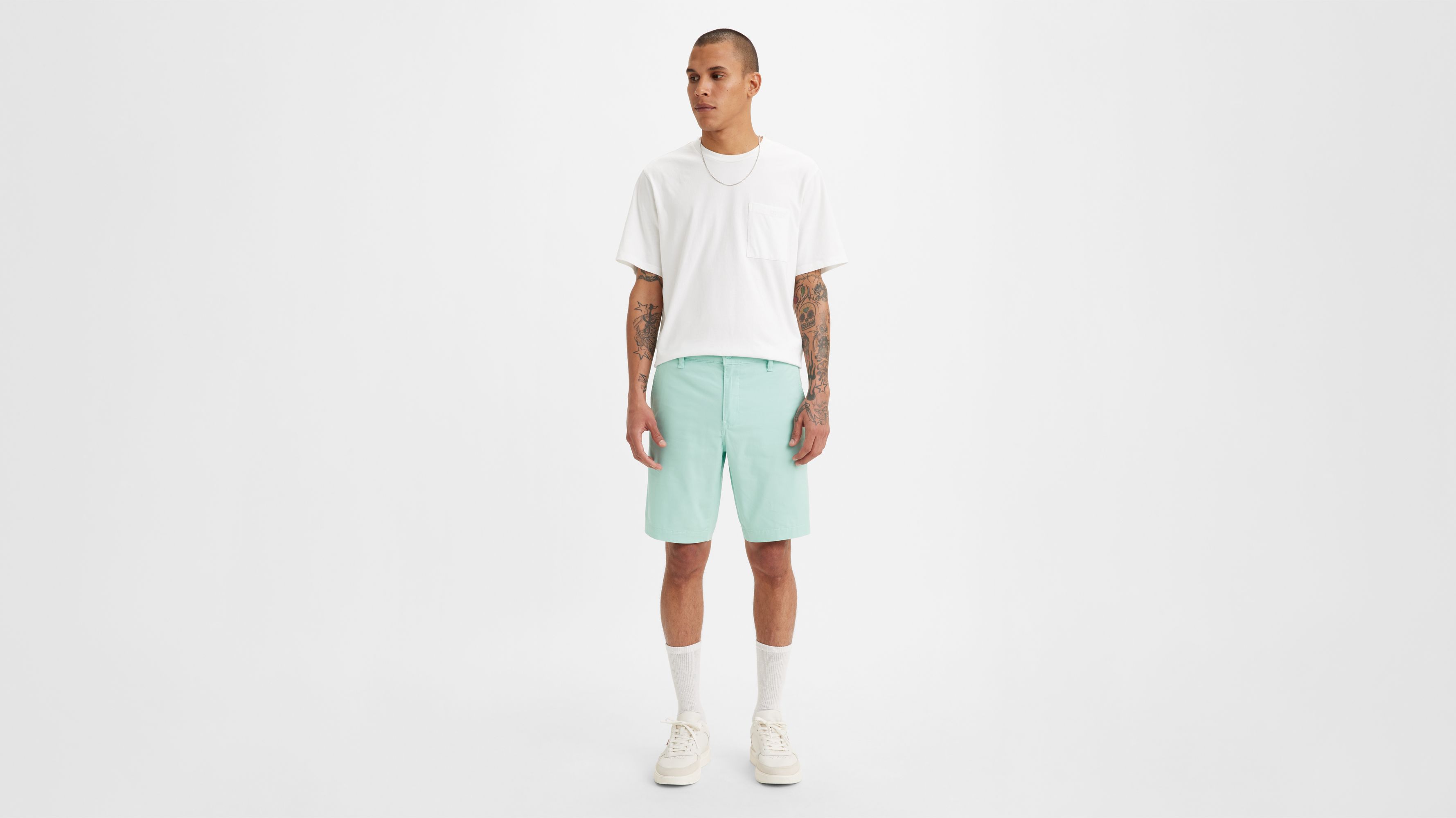 Short Chino XX III - Pastel Turquoise Lt Wgt Twill - Bleu