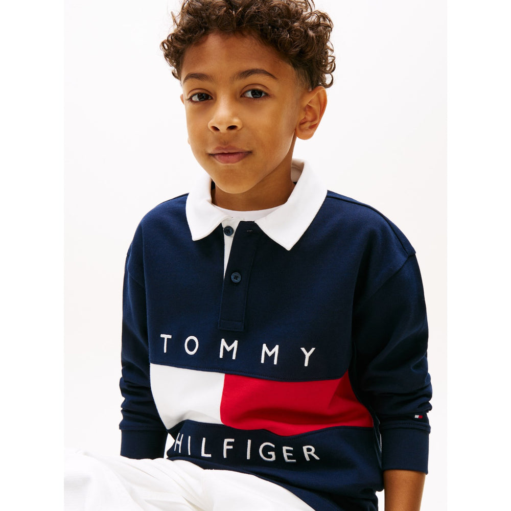 Køb Tommy Hilfiger Dark Night Navy Heritage Flag Jersey Polo Ls