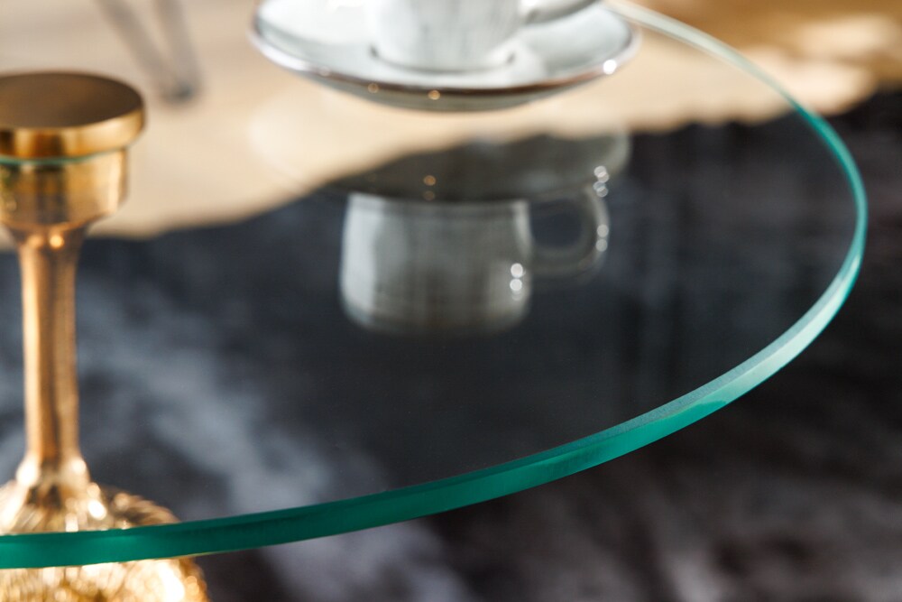 riess-ambiente Beistelltisch KONG - 50cm gold Metall Glas Affenfigur Gorilla Skulptur rund
