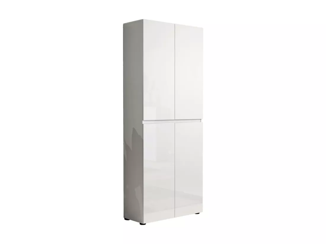 Meuble à chaussures Alberton, Meuble à chaussures, Armoire d'entrée polyvalente, Rangement pour chaussures, Made in Italy, 80x34h200 cm, Blanc brillant