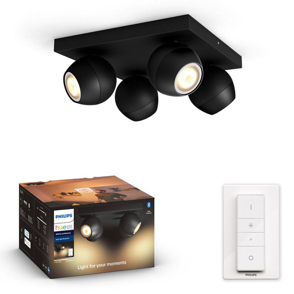 TAKSPOTLIGHT PHILIPS HUE BUCKRAM 4 LAMPER SVART