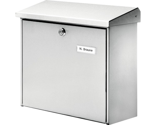 Burg Wächter brievenbus, gegalvaniseerd staal, BxHxD 380/340/148 mm, Comfort 913 zilver met openingsstop