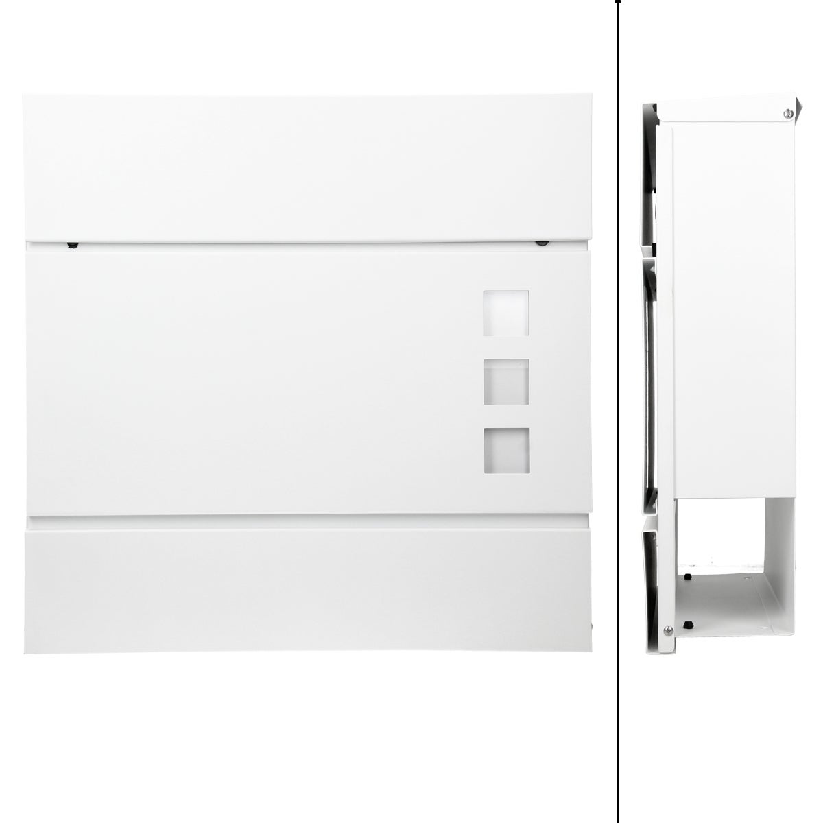ECD Germany witte brievenbus met krantenvak, slot en 2 sleutels, inclusief bevestigingsmateriaal, 37x10,5x36,5 cm, van staal, moderne design wandbrievenbus, brievenbus, brievenbus met krantenvak