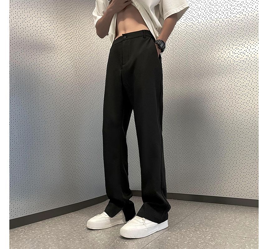 Hushgrain - Hoge taille effen rechte broek