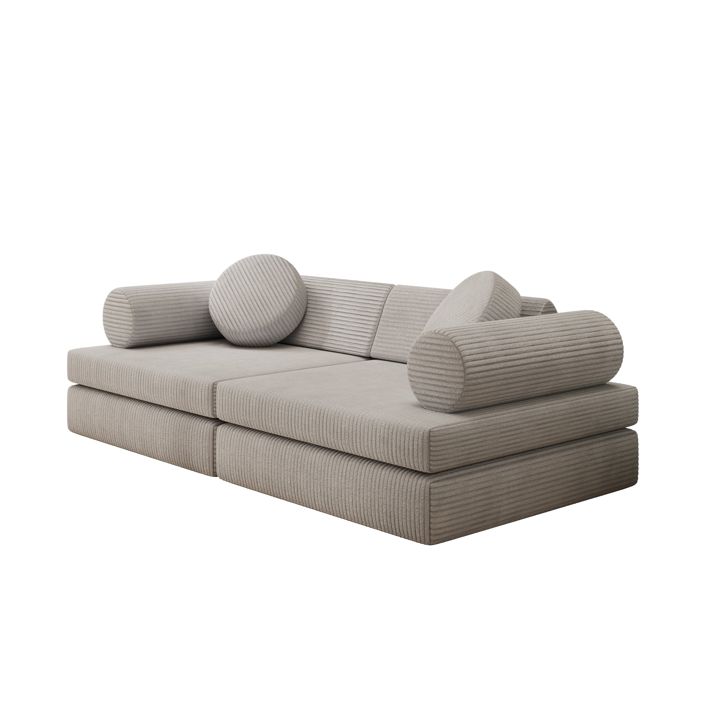 Afterglow - Speelbank - Ribstof grijs - 130x65x43 cm