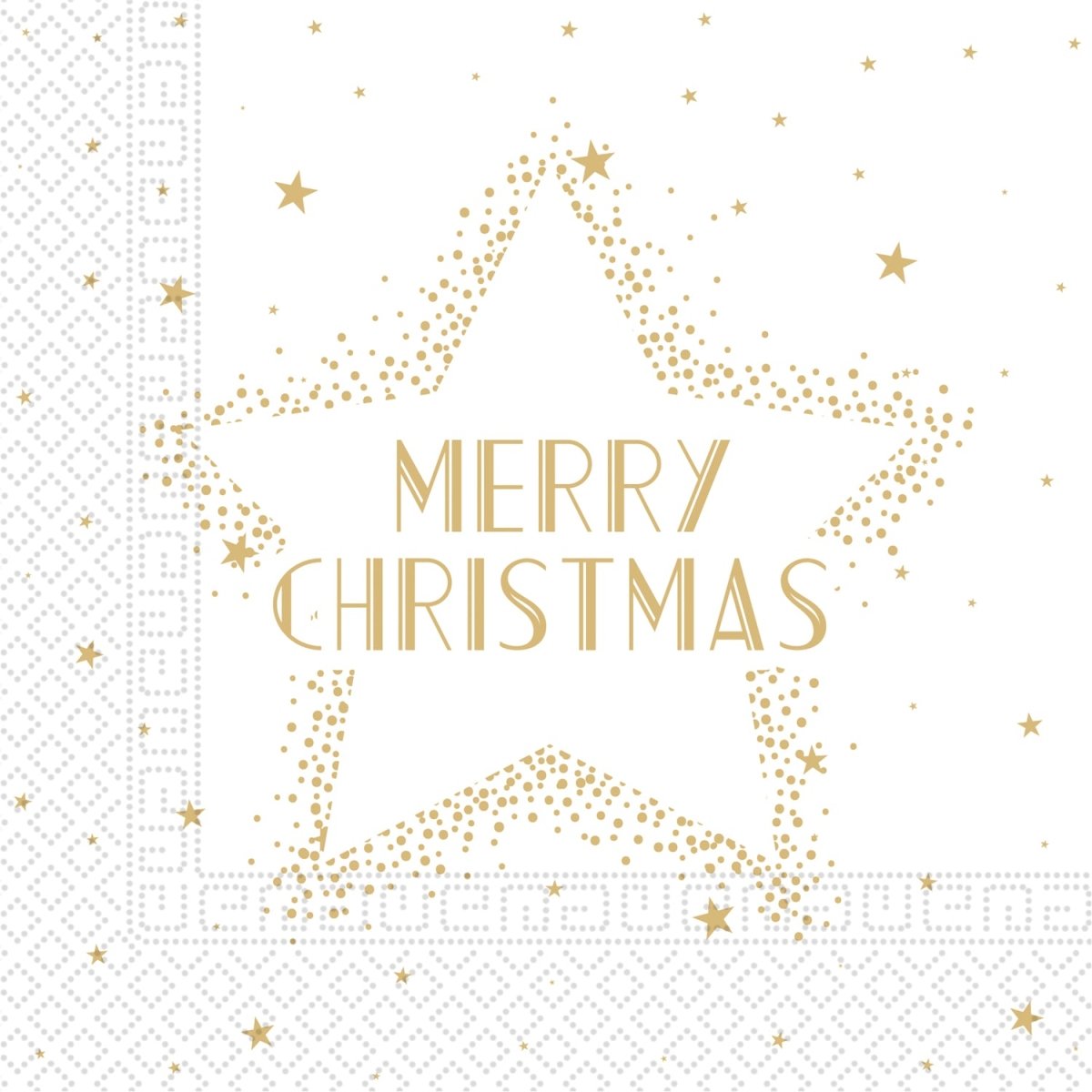 Kerst Servetten Wit Goud Merry Christmas 33cm 20st