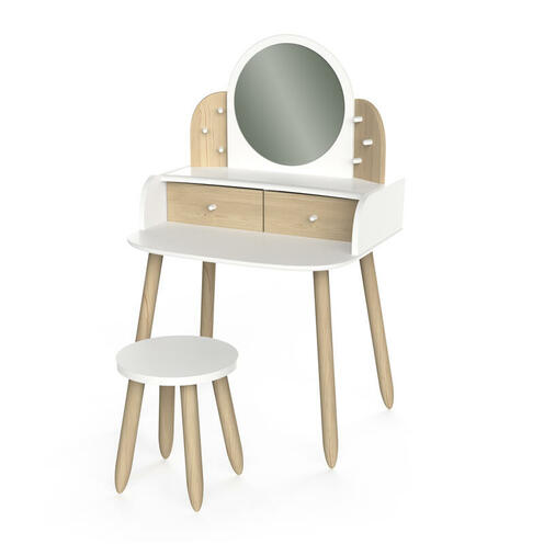 Coiffeuse et Tabouret LILI Blanc Beige - CBA Meubles