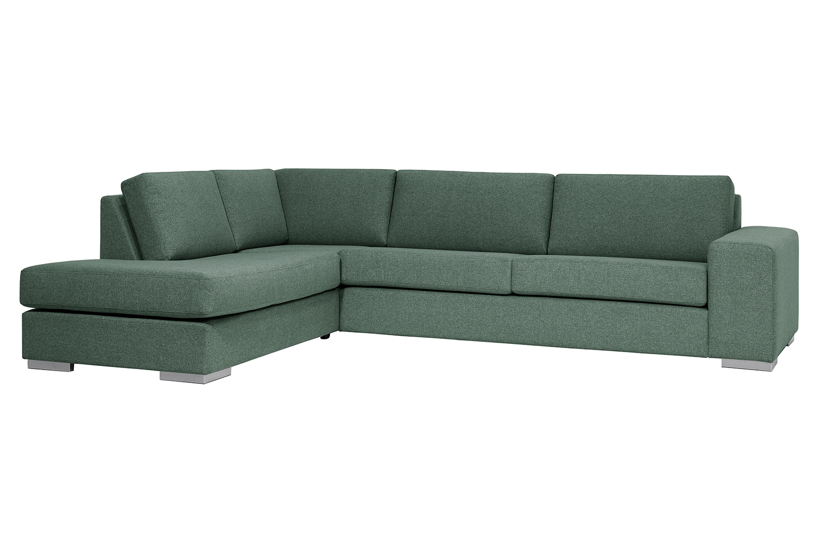 Modern Living hjørnesofa 3-seter med åpen ende venstre. I tekstil Solid 17 grønn og 4