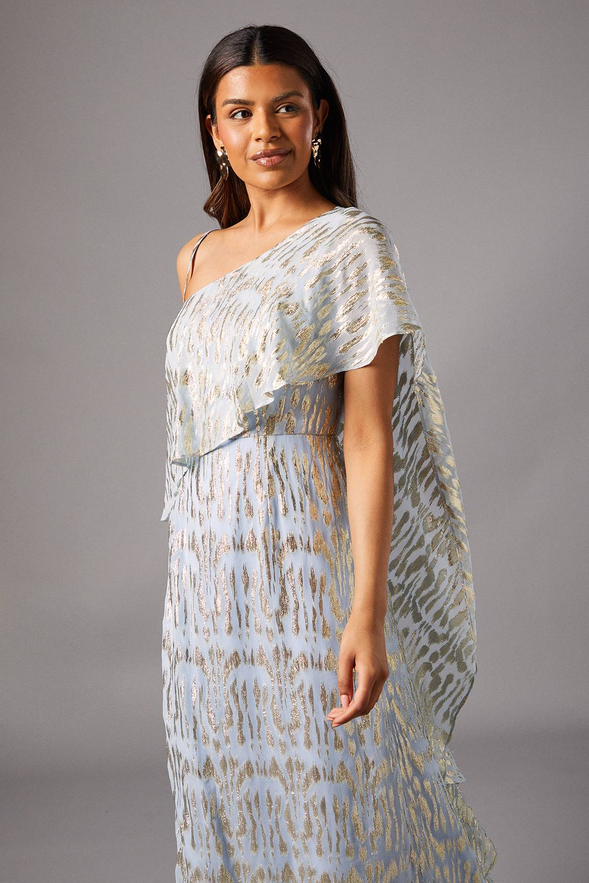 Coast Robe Longue Métallisée Asymétrique Petite Taille