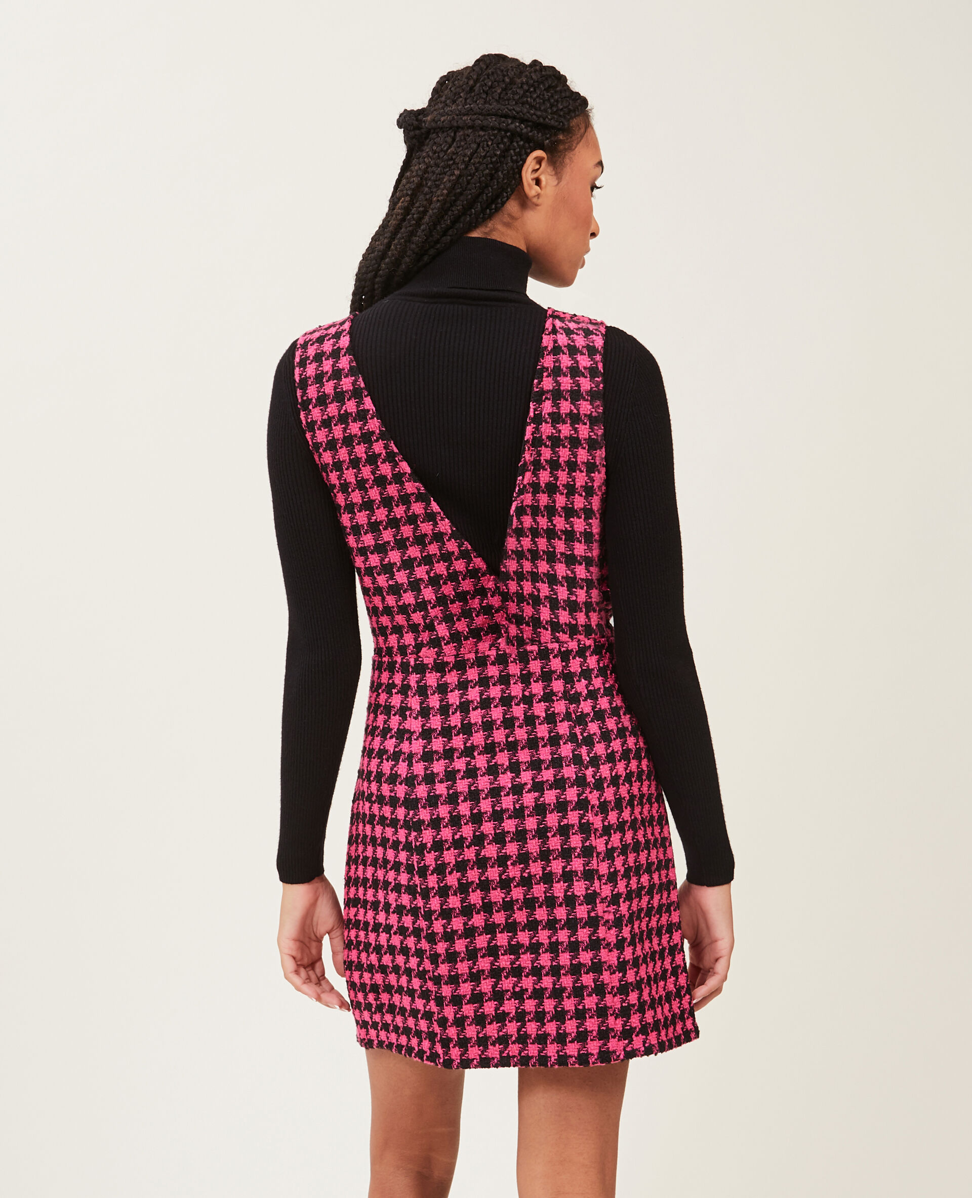 Robe en tweed avec boutons - Rose fuchsia