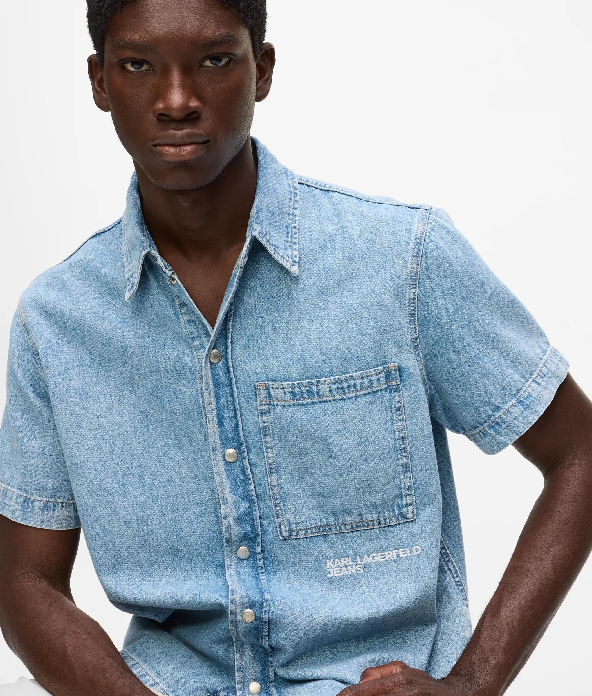 Denim shirt met korte mouwen