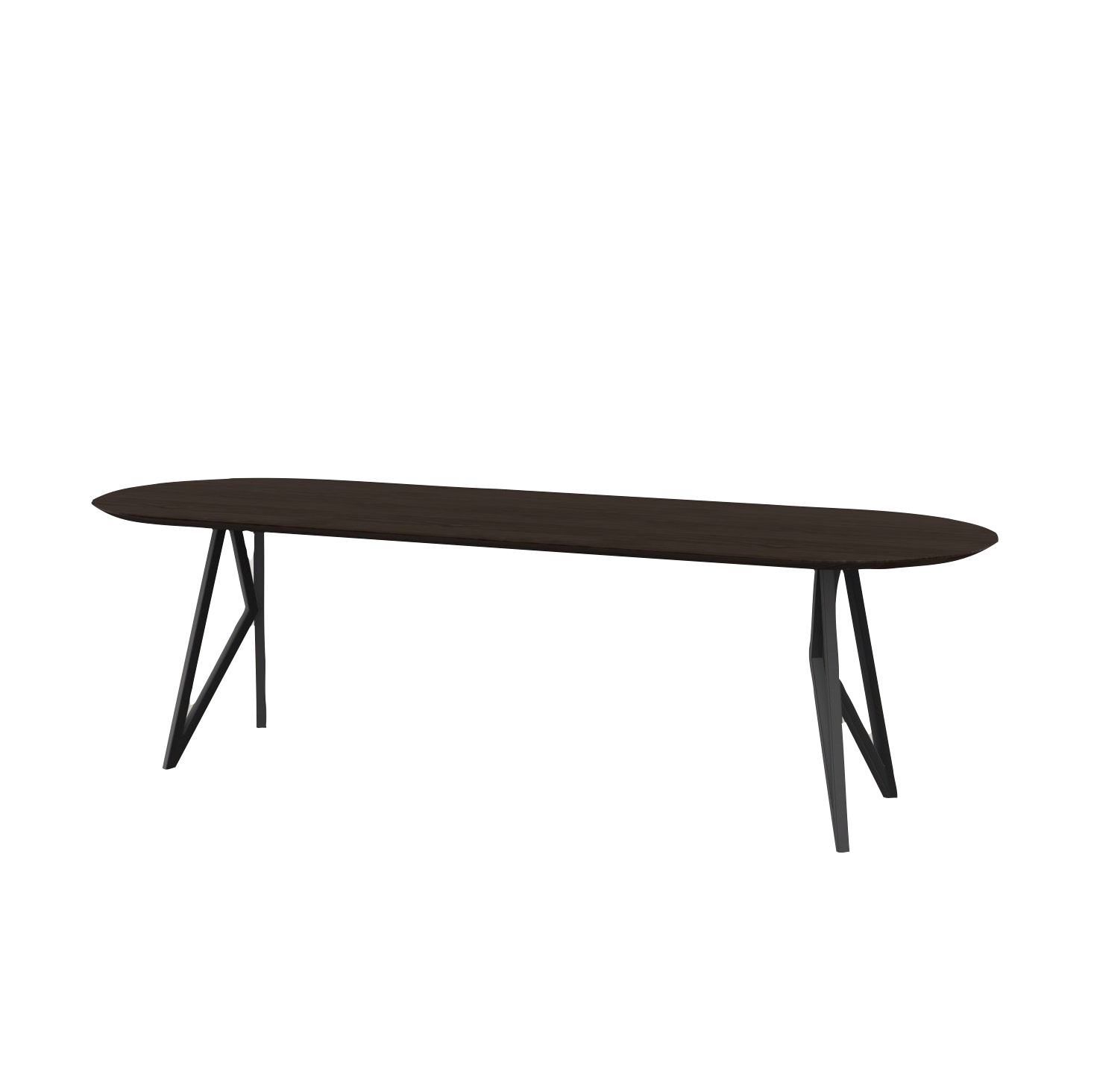 Studio HENK tafel Butterfly Plat ovaal - zwart frame, gerookte beits 220 x 90 | Gerookte Beits | Verjongde Rand | Frame Zwart