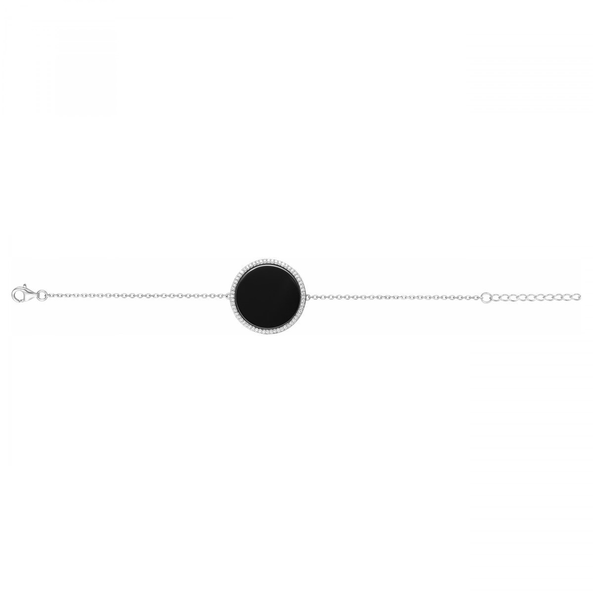 Bracelet souple mono-motif en Argent 925 millièmes et céramique - blanc brillant