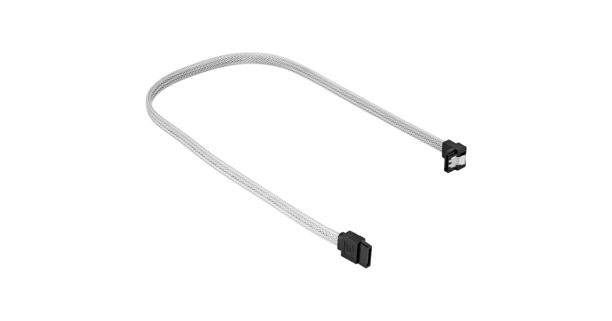 SharkoonSata III 90° sleeve kabel  (Wit, 0,6 meter)