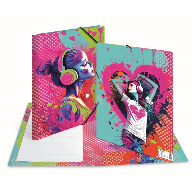 Sammelmappe A4 - Eck-Gummizug - Music Girl