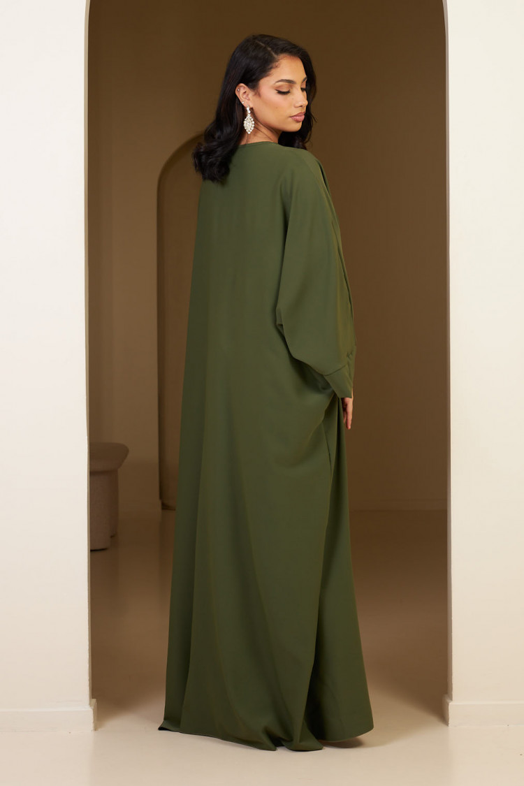 Abaya kaki satinée uni
