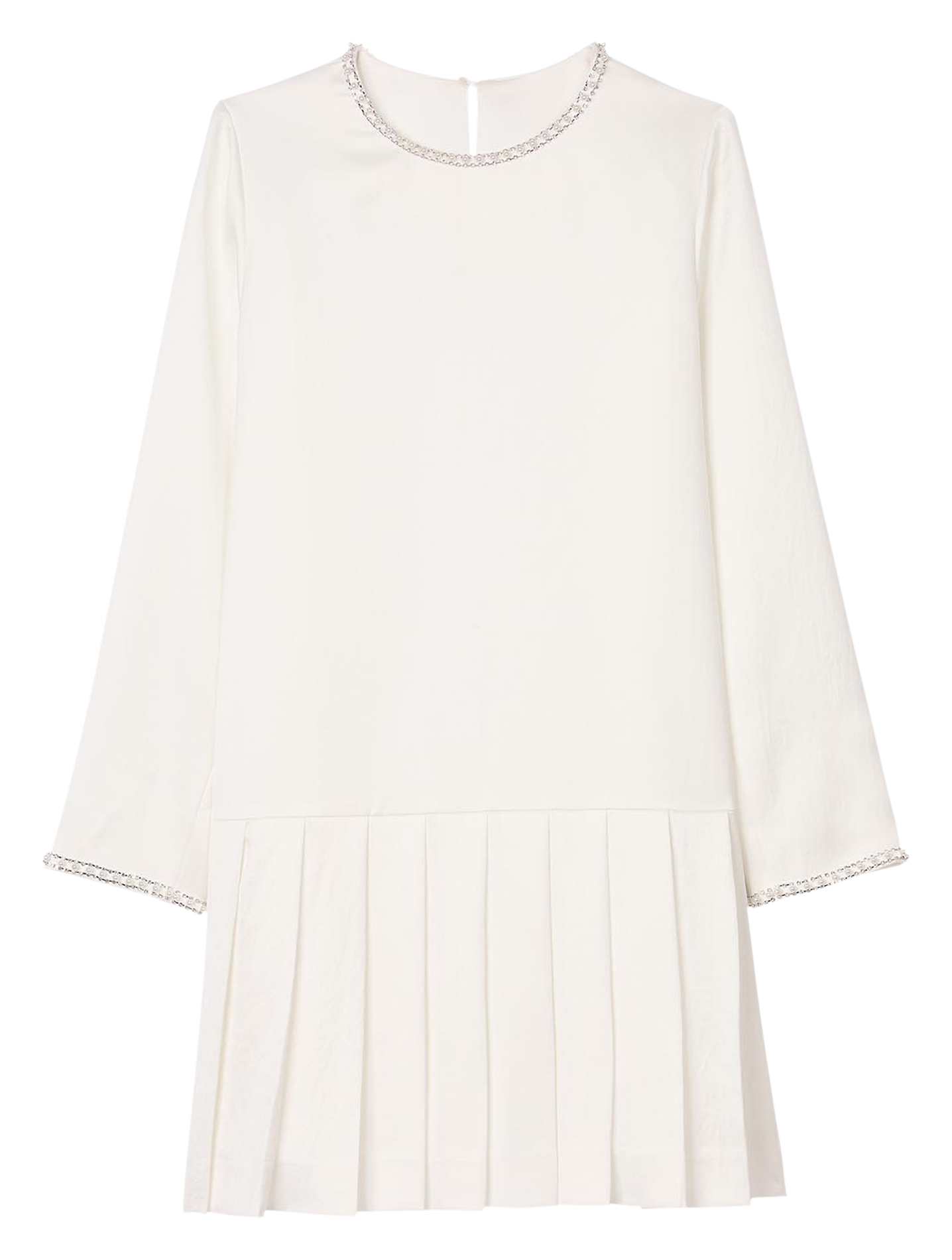 Robe midi col rond| Blanc