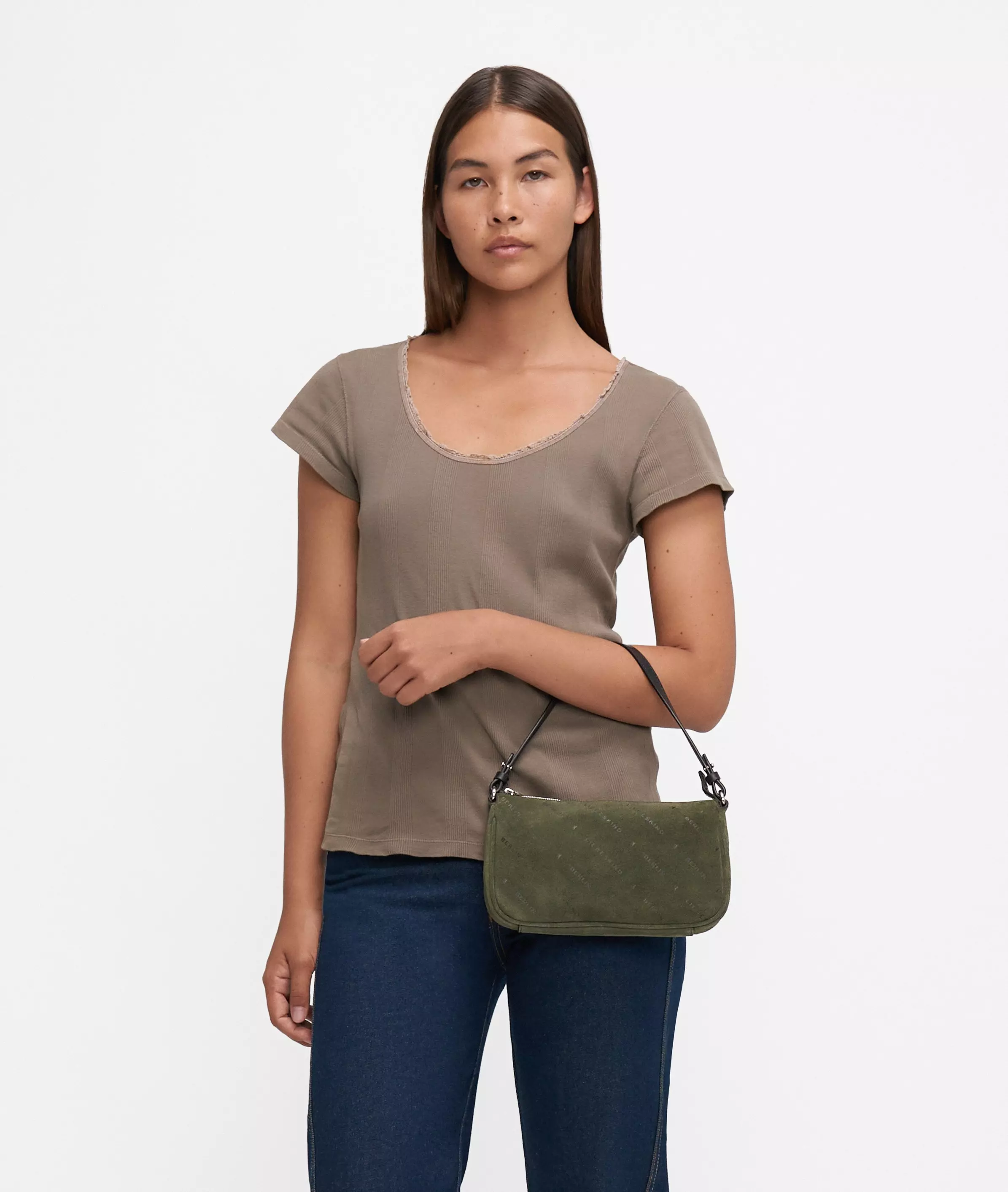 Monogram Crossbody S Suede shoulder bag with Liebeskind Berlin lettering