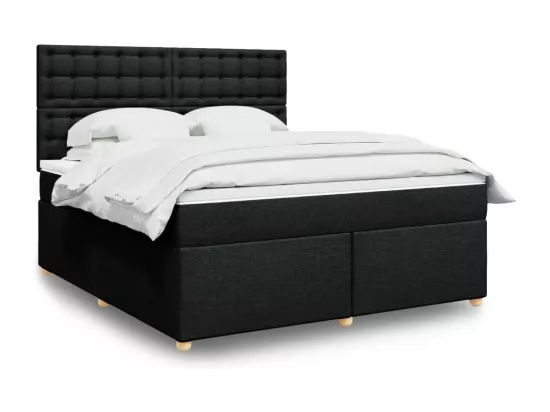Sommier à lattes de lit avec matelas Noir 180x200 cm Tissu
