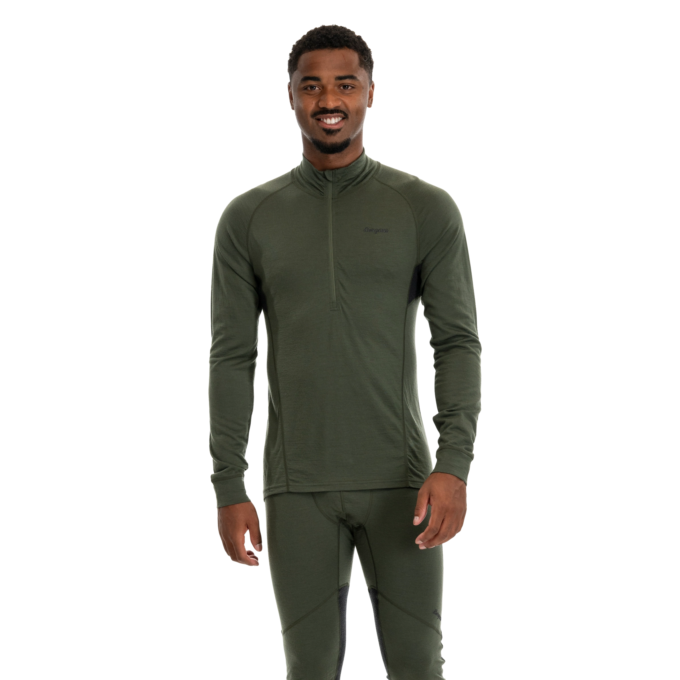 Inner:Pure Merino Half Zip Men Pine Forest / Dark Shadow Grey