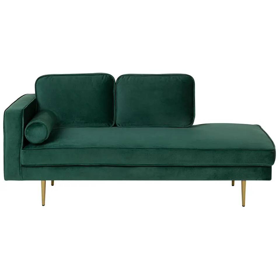 MIRAMAS - Chaise longue - Smaragdgroen - Linkerzijde - Fluweel