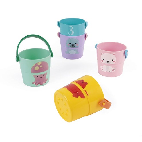 Jeu d'éveil pour le bain - 5 seaux d'activités - JANOD