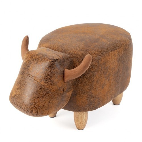 banquinho marrom em formato de vaca