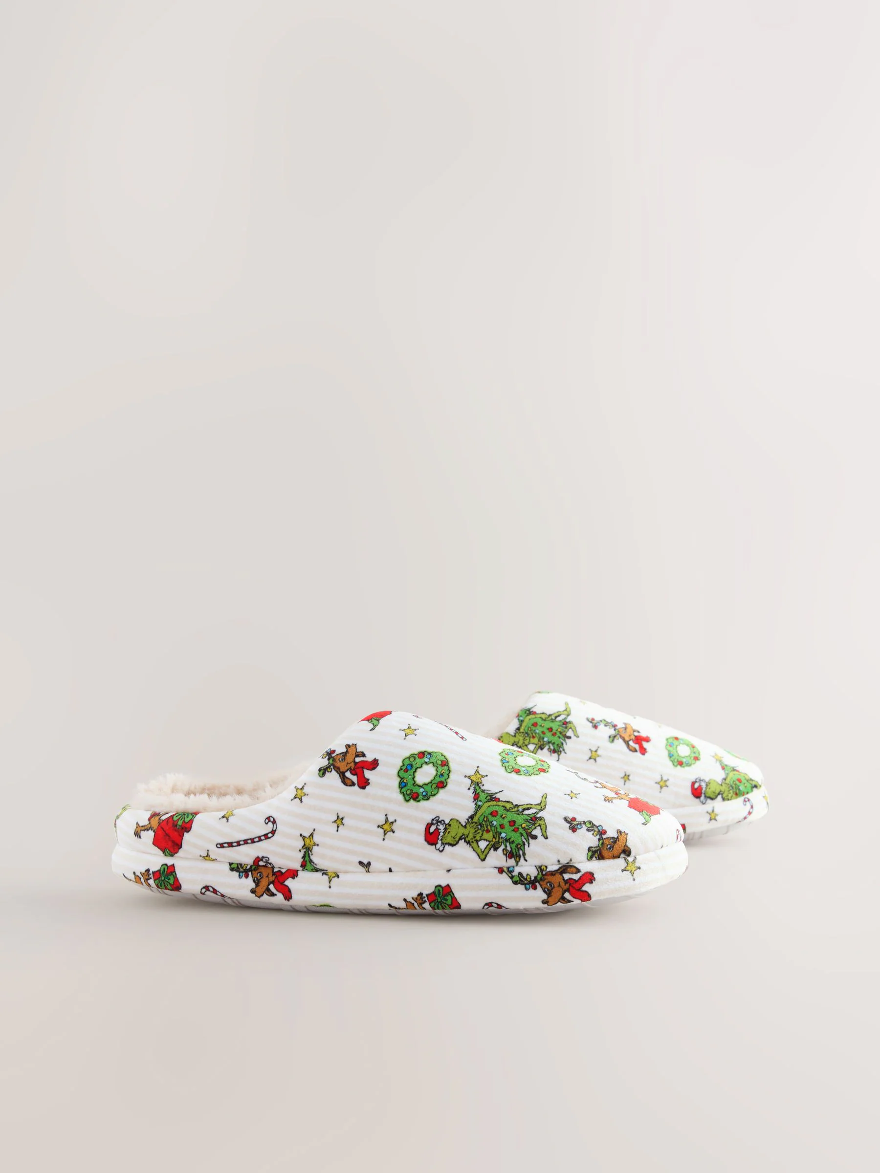Crème - Grinch Kerstmis Bijpassende Familie Muiltjes Pantoffels