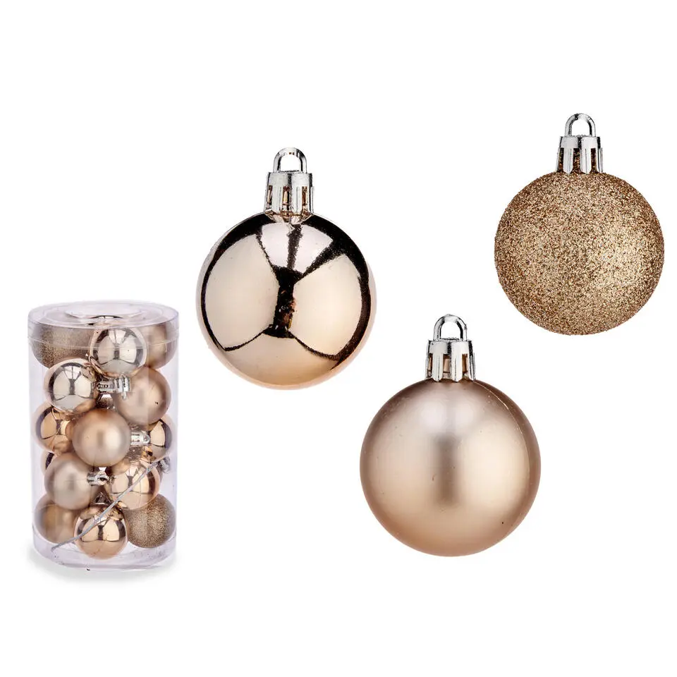 Krist  mini Kerstballen - 20x - champagne - kunststof - 3 cm