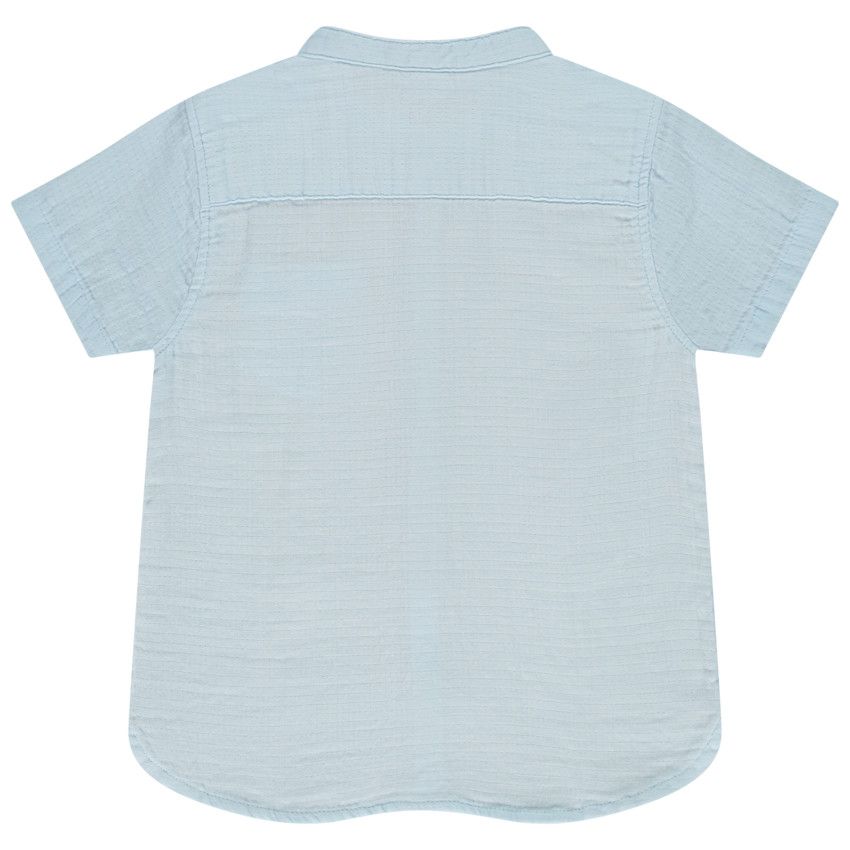 Chemise manches courtes à palmier brodé pour bébé garçon - Bleu