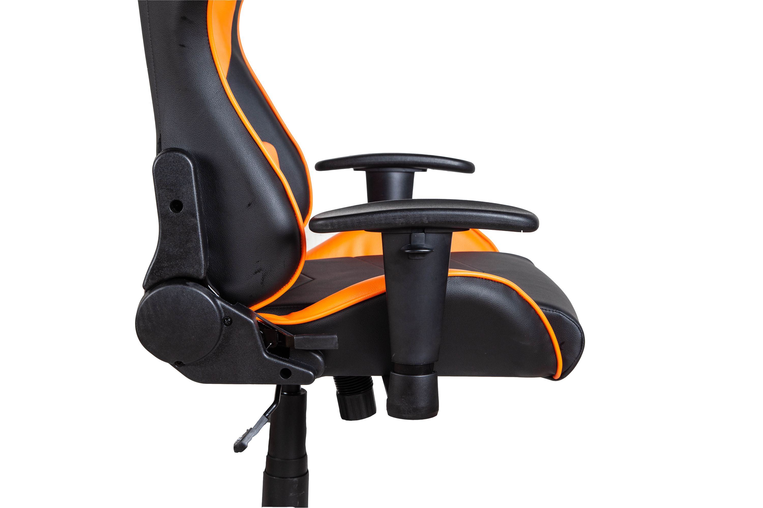Gamingstuhl Bürostuhl Leder LIMITLESS schwarz/orange