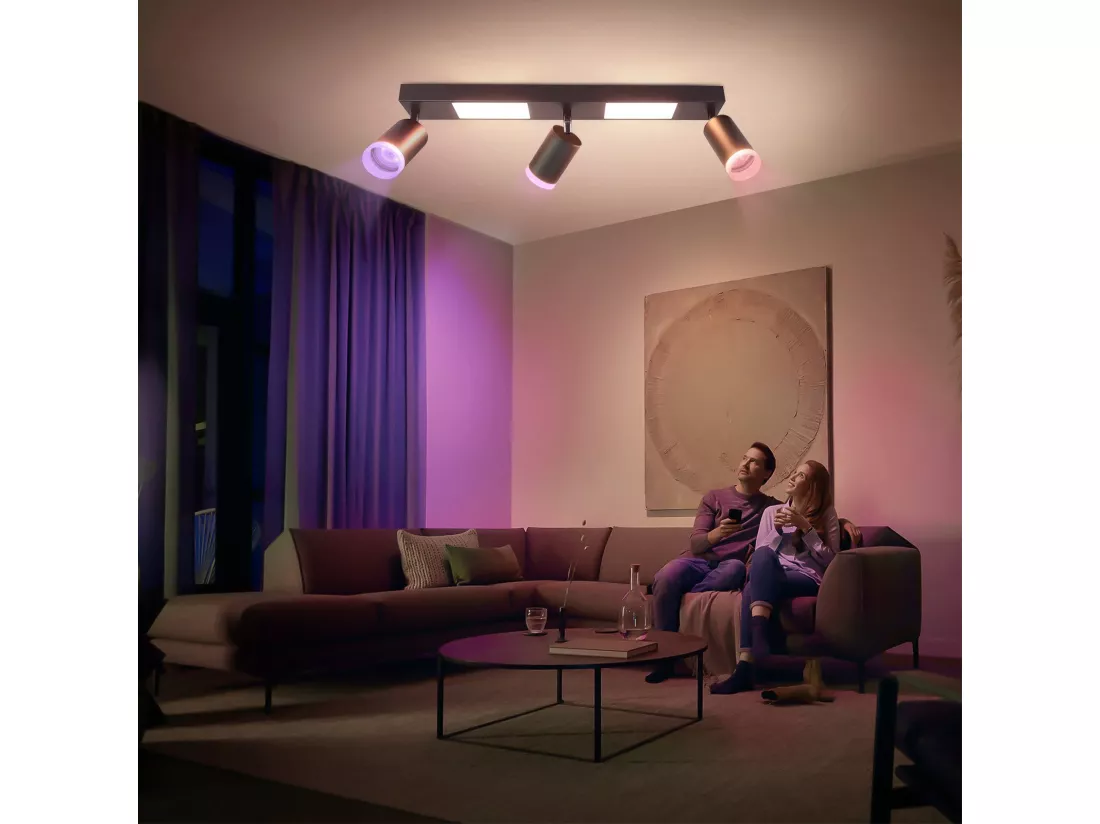 NETTLIFE Spot de plafond 3 ampoules GU10 chambre 3000k 20W lampe cuisine noir blanc chaud, orientable