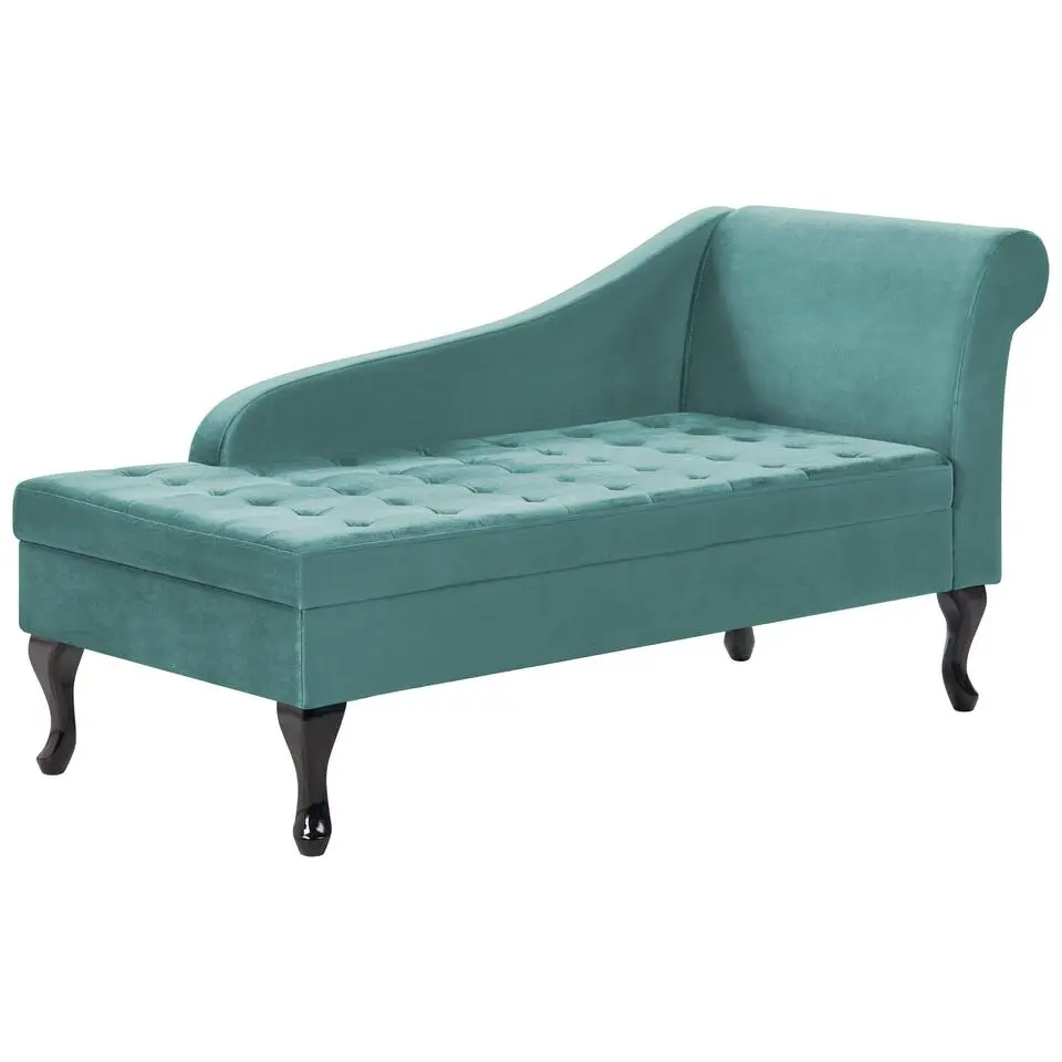 PESSAC - Chaise longue - Groenblauw - Rechterzijde - Fluweel