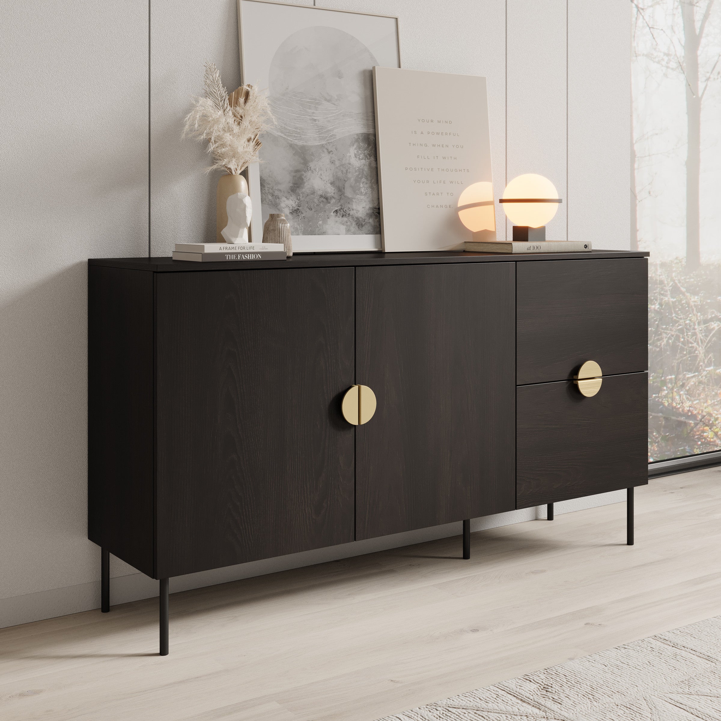 Monor - Dressoir - Zwart - 160x40x88 cm - 160x40x88 c,