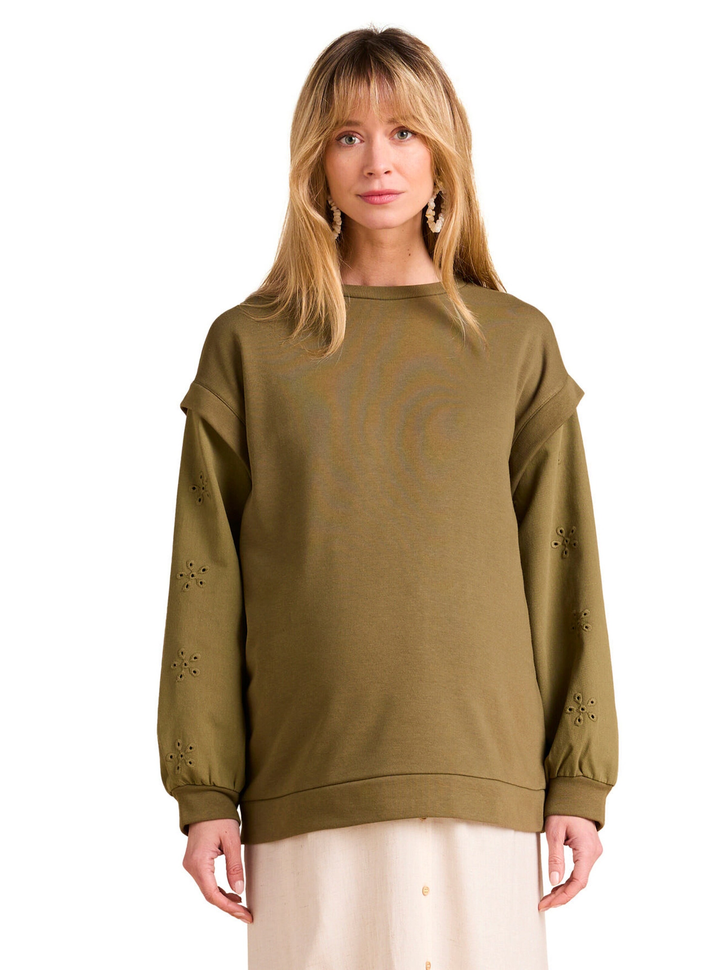 Envie de Fraise Umstands-Sweatshirt mit Materialmix khaki