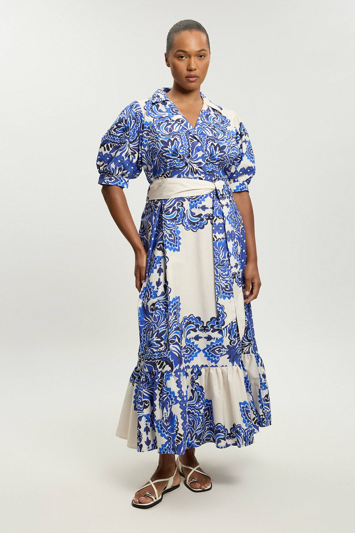KarenMillen Robe Midi En Popeline De Coton Imprimé Carreaux Grande Taille