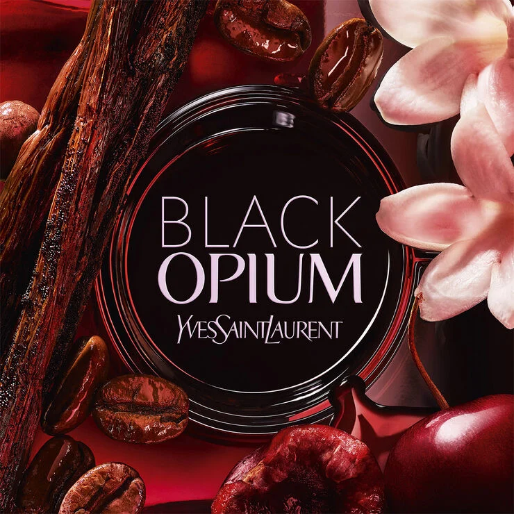 Yves Saint Laurent Black Opium Eau de Parfum Over Red