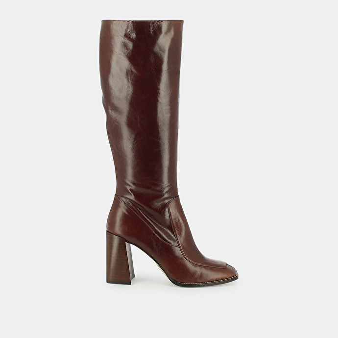 Bottes hautes  en cuir marron