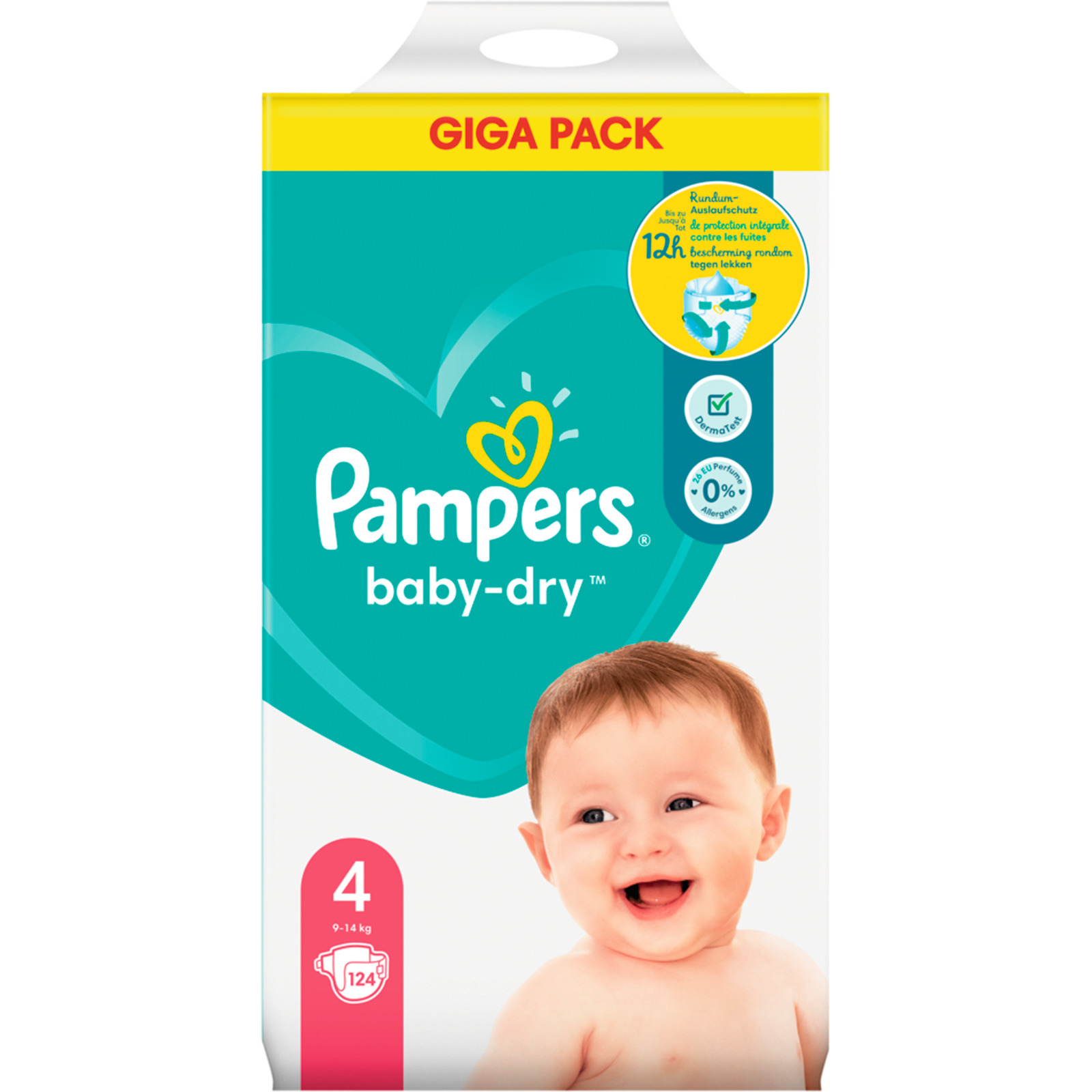 Pampers Baby-Dry Gr. 4, 9-14 kg, 124 Windeln