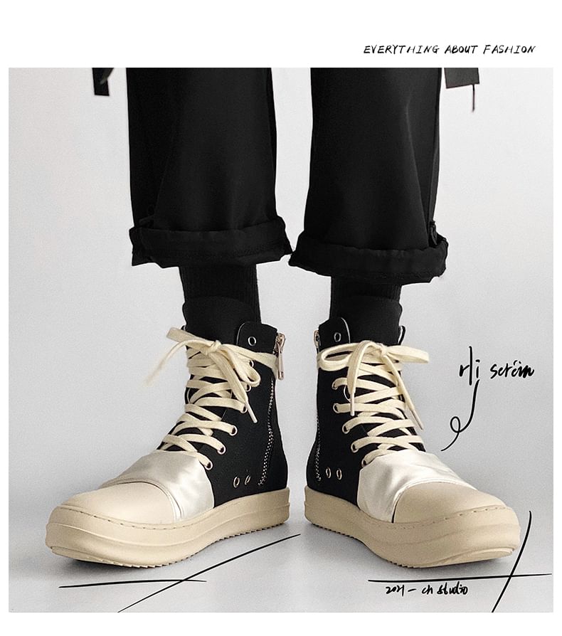 Malnia Home - Canvas hoge sneakers met vetersluiting