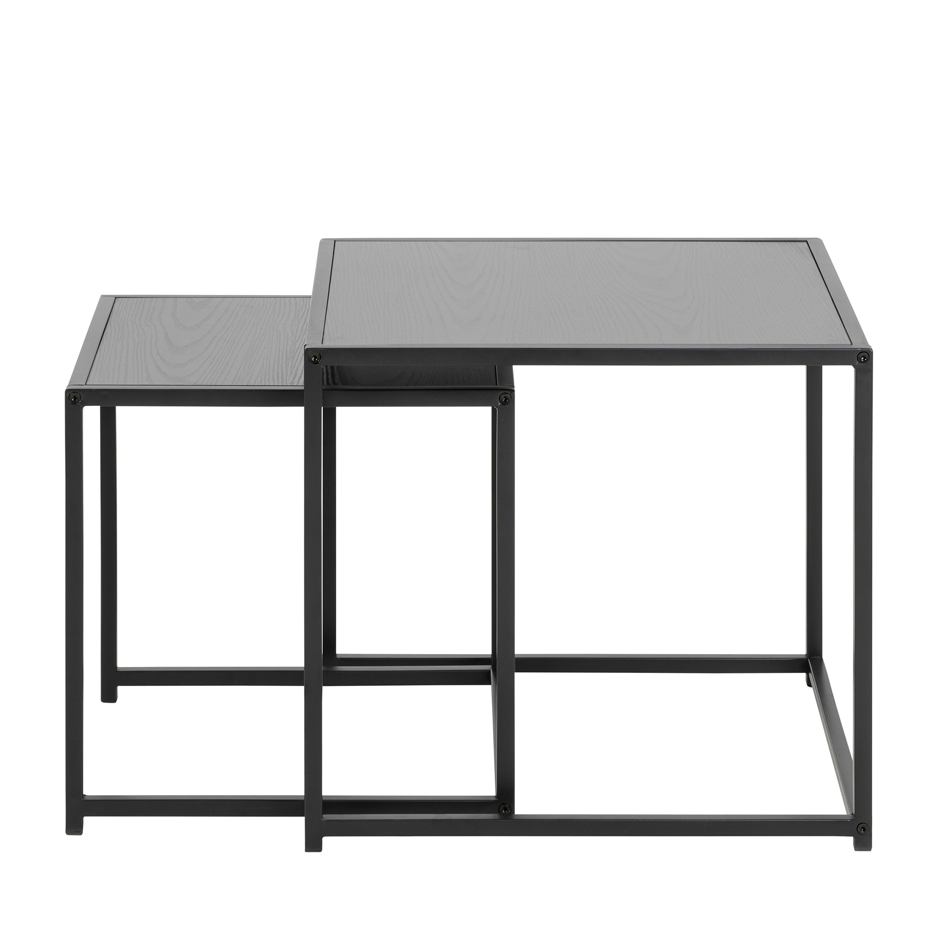 2-teiliges Couchtisch-Set SEAFORD - schwarz-Esche - 50x50 cm
