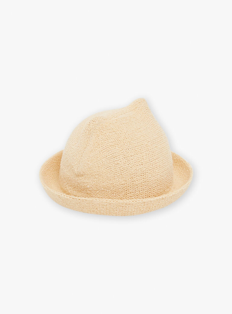 Chapeau naturel chiné en tricot de jersey