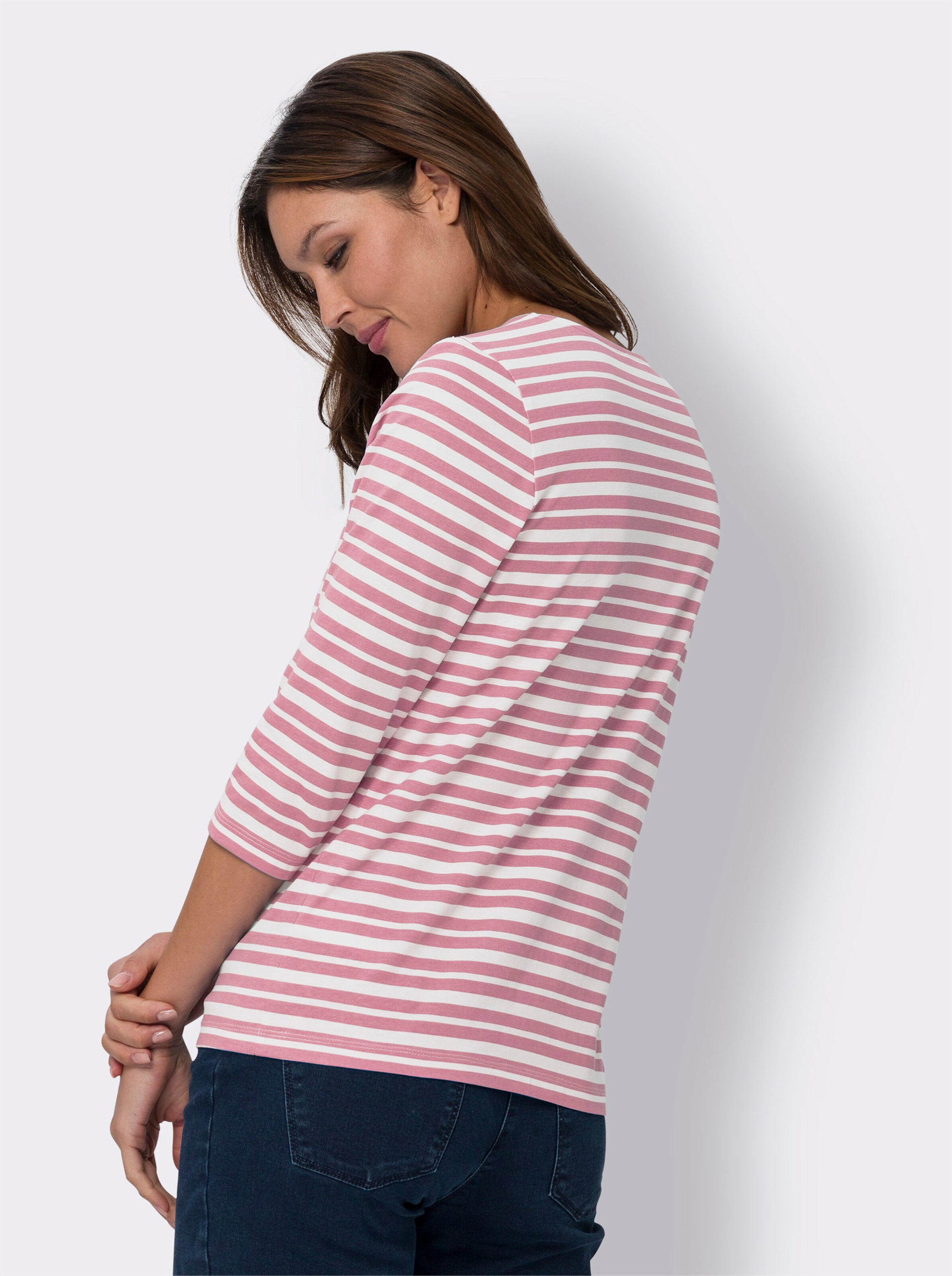 Ringelshirt mit überlappendem Ausschnitt