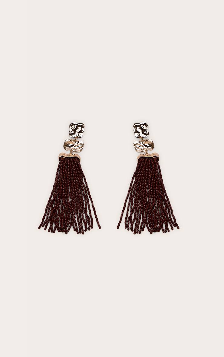 Chocolat Boucles D'oreilles À Pompons Perlés