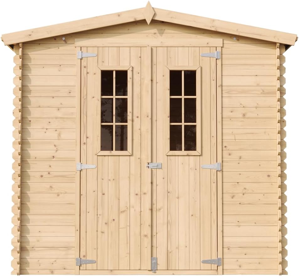 Holzhaus Gartenhaus TIMBELA M369C+M369G - Gartenschuppen Holz mit Boden Imprägnierte B236xL226xH218 cm/ 4.33 m2 Lagerschuppen für Garten - Fahrrad Schuppen - Wasserfestes Dach