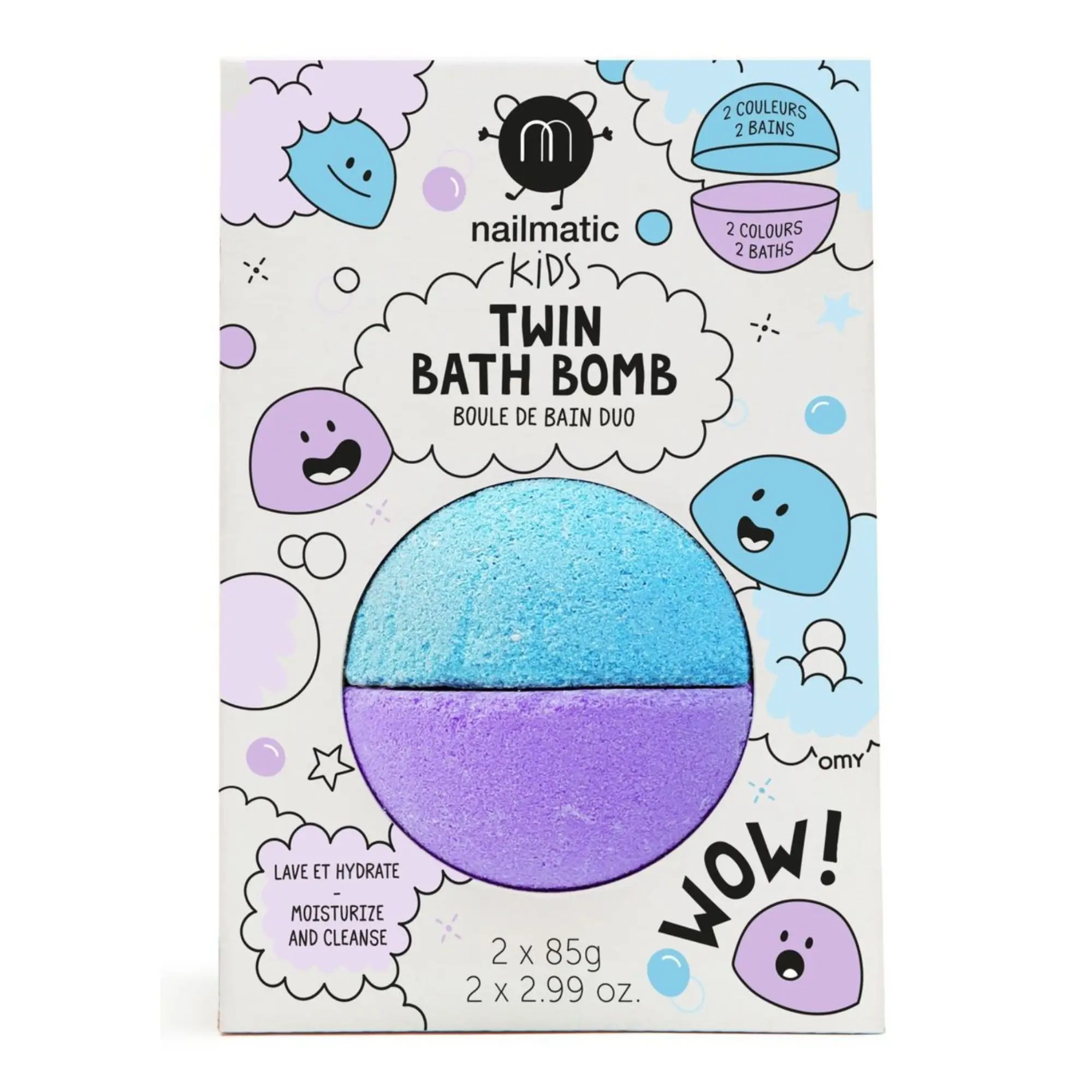 Nailmatic - Duo Boule de bain Bleu / Violet- Sels, perles et cubes de bain