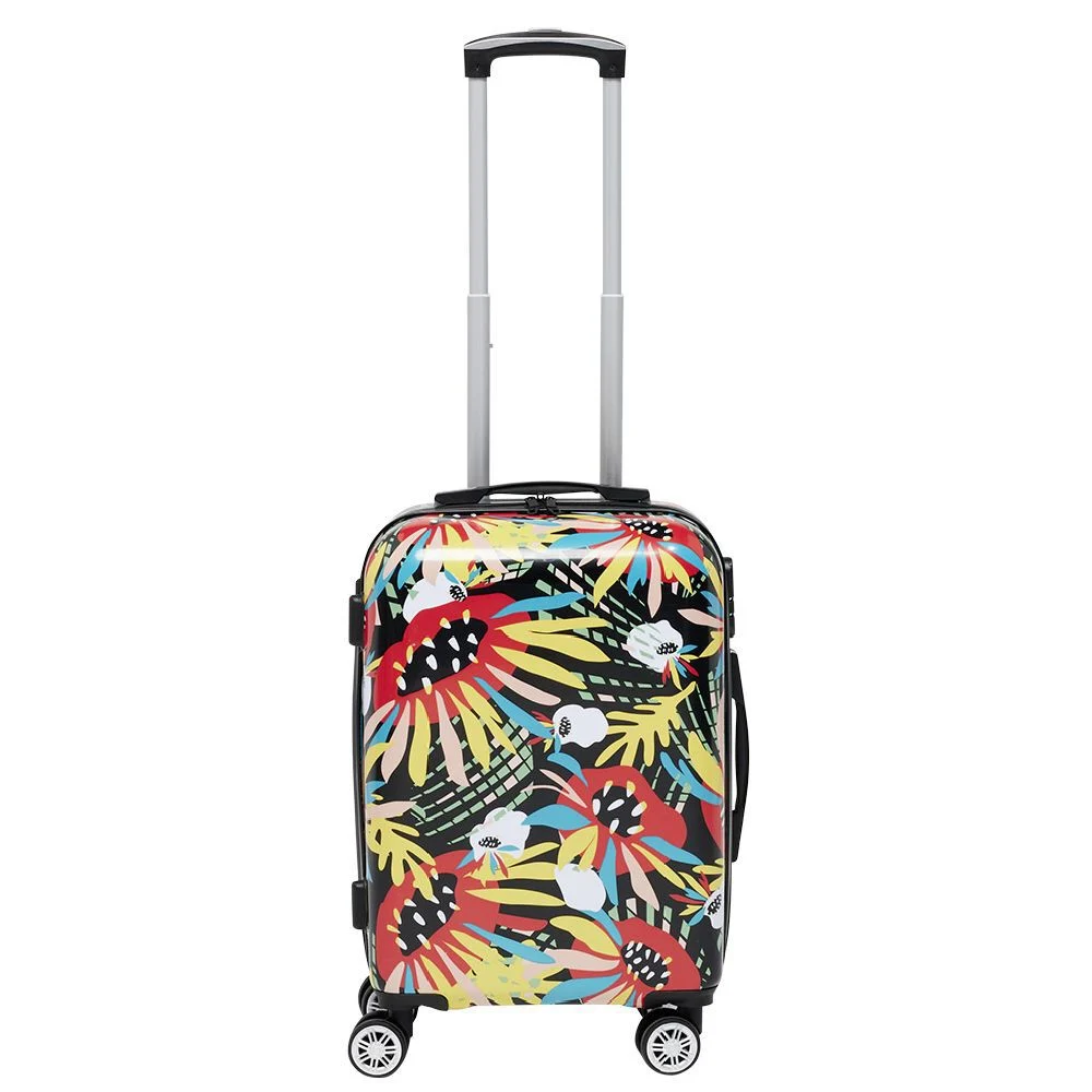 Valise cabine rigide trolley plastique ABS motif tropical 38x23xH55cm