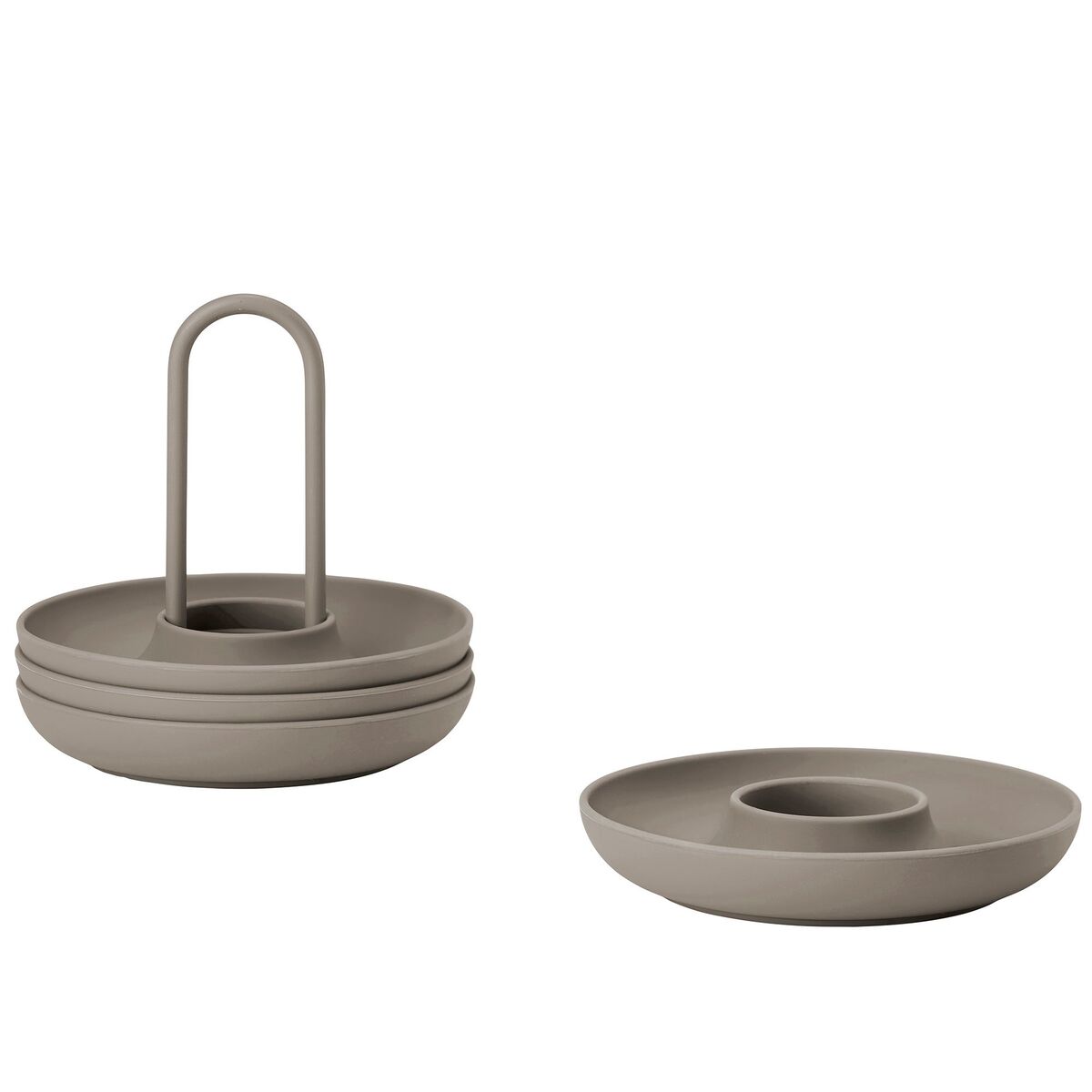 Eggbecher + holder 4 stk, taupe
