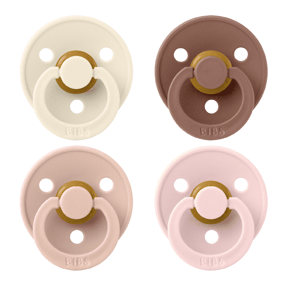 BIBS - Pacifier Colour 4 PACK - Ivory/Blush/Woodchuck/Blossom - Size 2