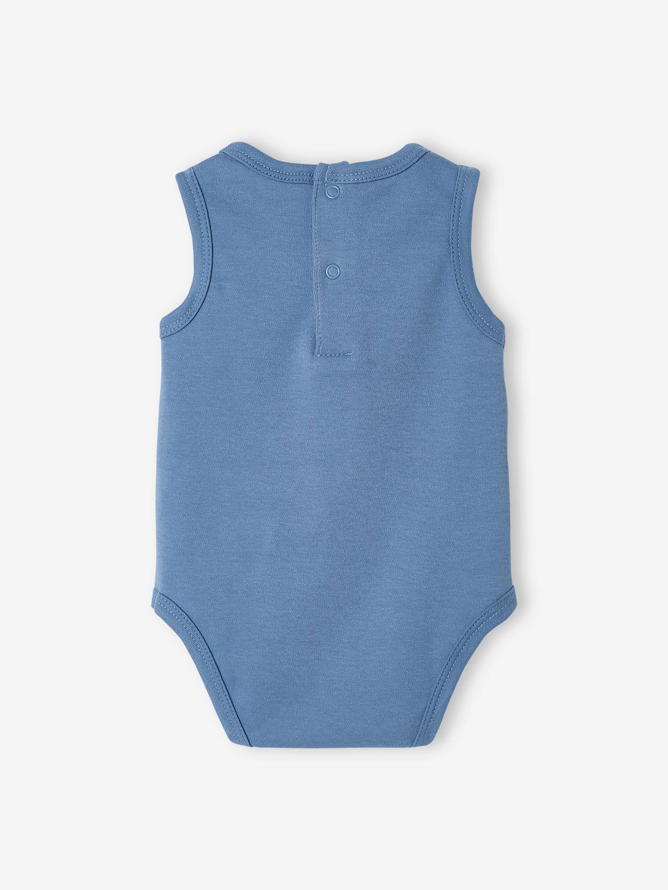 Conjunto de 3 bodies sem mangas para bebês, cor cúrcuma.